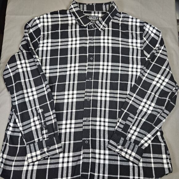 Grizzly Griptape Shirt Mens 3XL Black Plaid Flannel Outdoors Hiking Camping - Picture 1 of 6